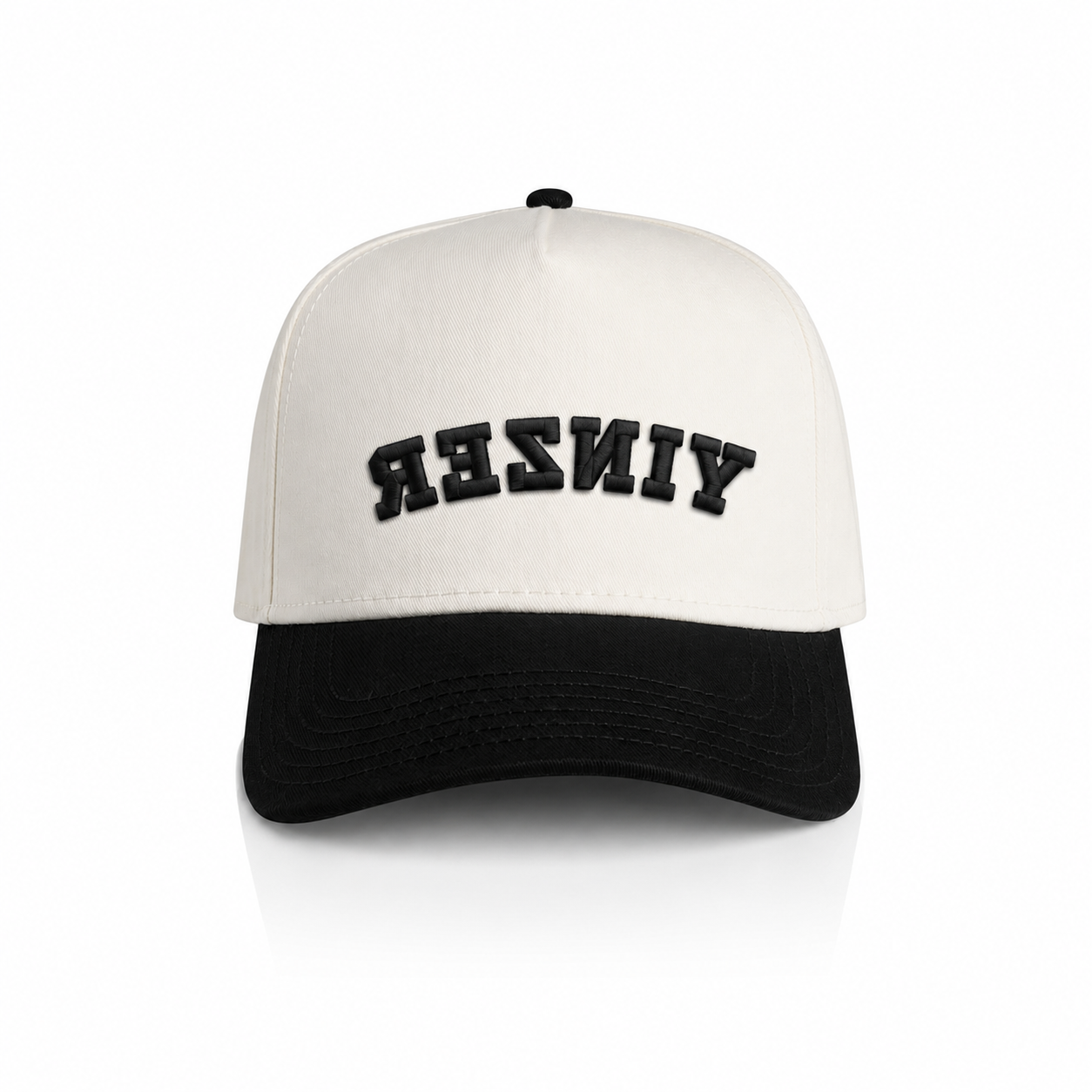 "YINZER" Embroidered Two Tone Hat Black