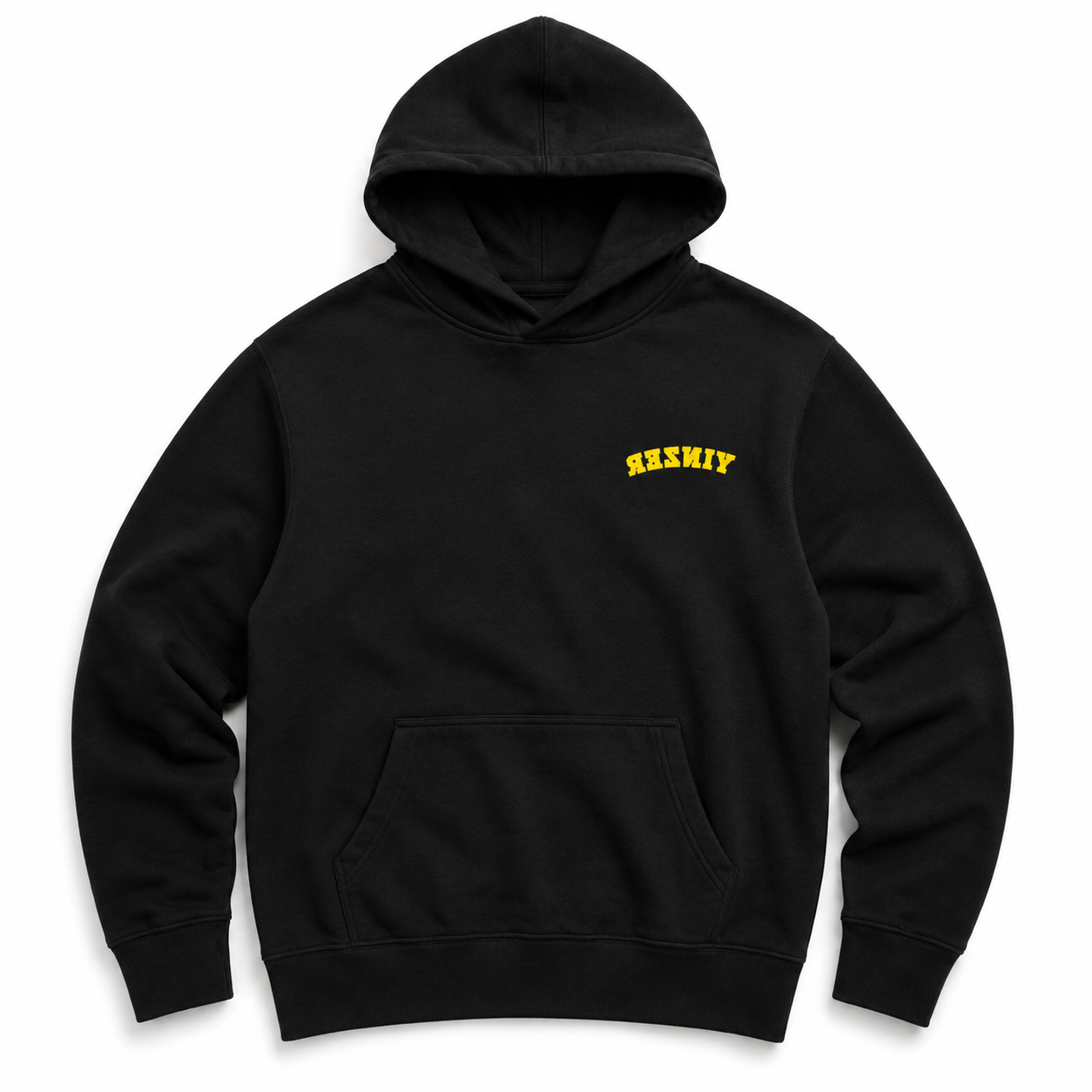 "YINZER" Embroidered Black Relax Hoodie