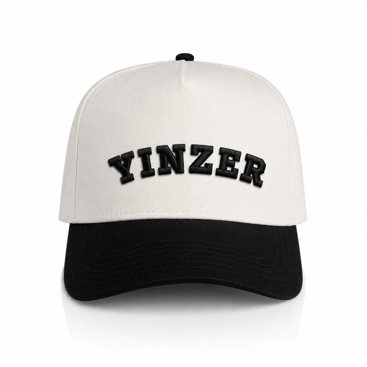 "YINZER" Embroidered Two Tone Hat Black
